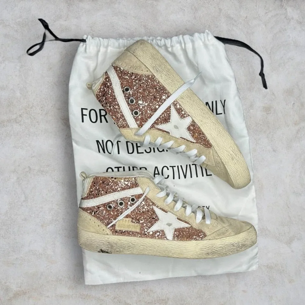 Authentic Golden Goose Mid Star with pink glitter - Picture 2 of 11